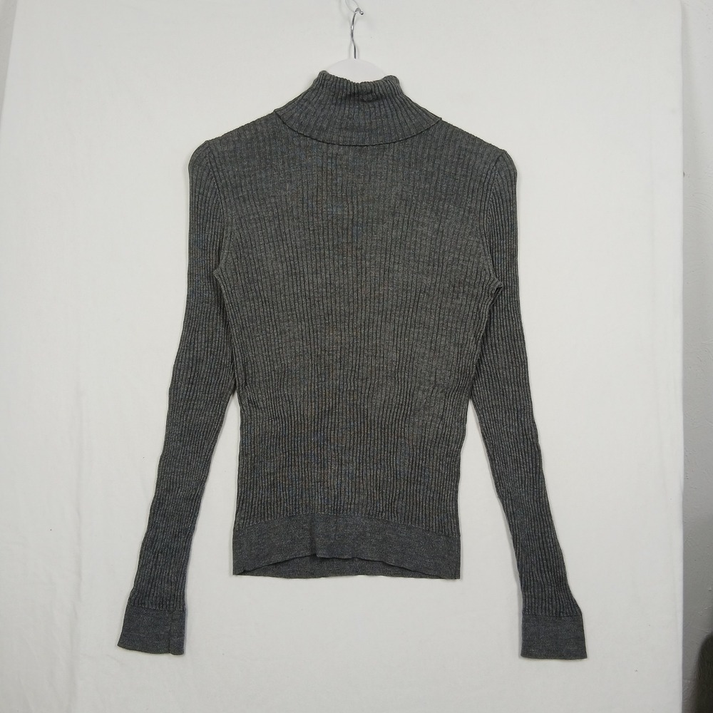 J.Crew Wool Silk Cashmere Ribbed Turtleneck Sweater Grey M RN77388